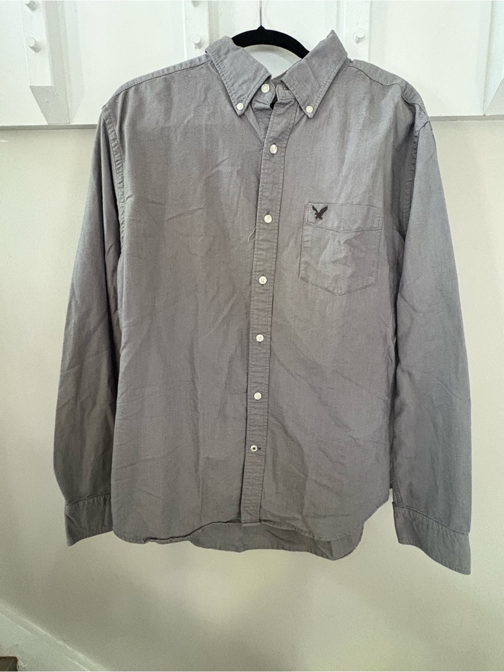 American Eagle Outfitters Men's Button-Down Shirt - Light Gray